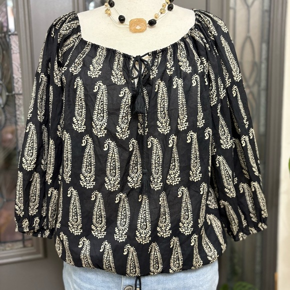 Denim & Supply Ralph Lauren Paisley Print Oversized Tassel Boho Blouse - Picture 3 of 11
